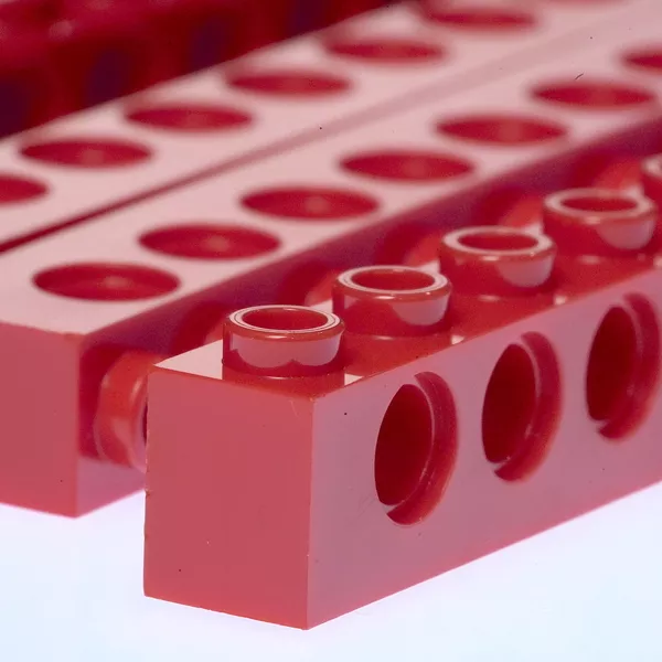 Детали 389521-4 Балка Technic 1 x 12 с отверстиями красная, деталь 389521 набор 4 шт (Фото 3)