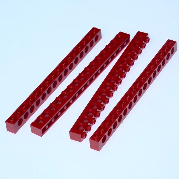Детали 389521-4 Балка Technic 1 x 12 с отверстиями красная, деталь 389521 набор 4 шт (Фото 4)