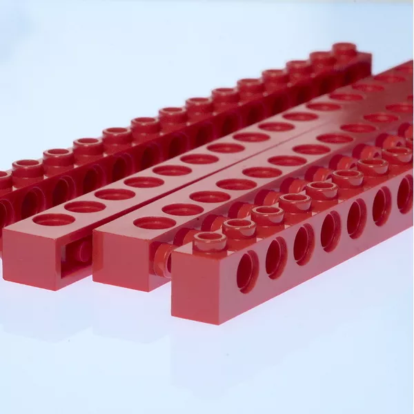 Детали 389521-4 Балка Technic 1 x 12 с отверстиями красная, деталь 389521 набор 4 шт