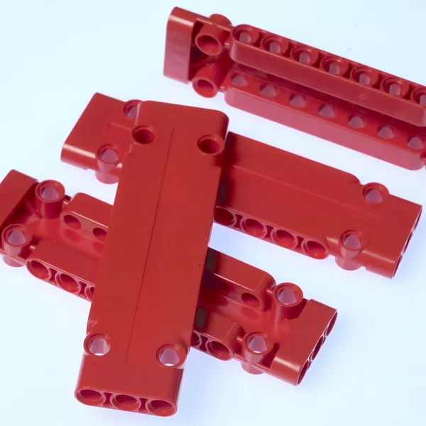 Детали 6224922-4 Панель Technic 3 x 11 x 1 красная, деталь 6224922, набор 4 шт