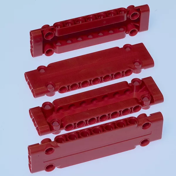 Детали 6224922-4 Панель Technic 3 x 11 x 1 красная, деталь 6224922, набор 4 шт (Фото 3)